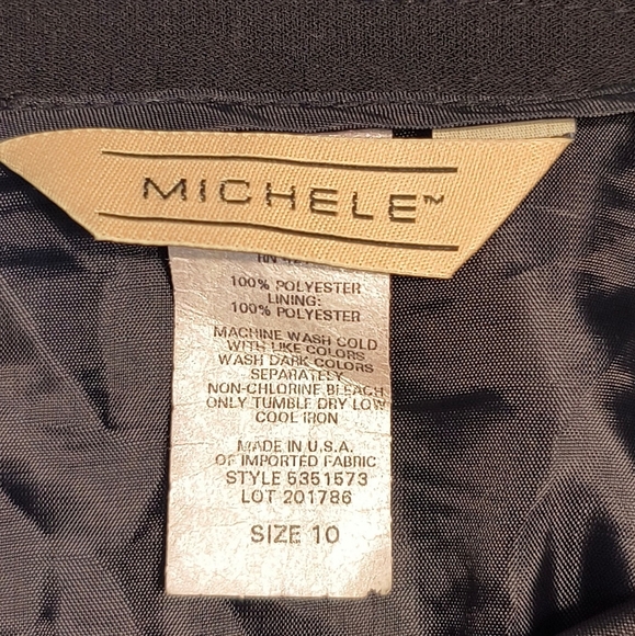 Vintage Michele Pleated Embroidered Floral Boho Black Midi Skirt Sz 10 - Picture 6 of 9